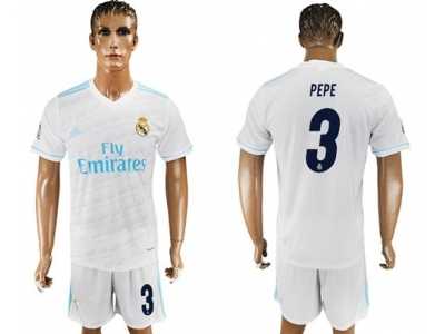 Real Madrid #3 Pepe White Home Soccer Club Jersey 1