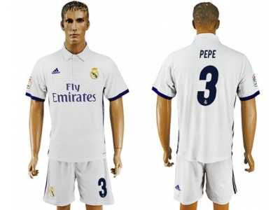 Real Madrid #3 Pepe White Home Soccer Club Jersey2