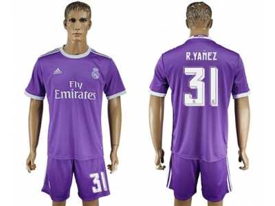 Real Madrid #31 R.Yanez Away Soccer Club Jersey3