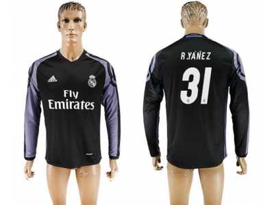 Real Madrid #31 R.Yanez Sec Away Long Sleeves Soccer Club Jersey 1