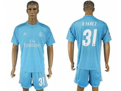 Real Madrid #31 R.Yanez Sky Blue Goalkeeper Soccer Club Jersey