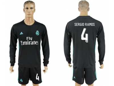 Real Madrid #4 Sergio Ramos Away Long Sleeves Soccer Club Jersey