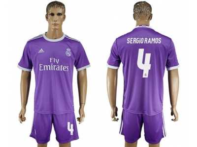 Real Madrid #4 Sergio Ramos Away Soccer Club Jersey4