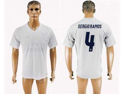 Real Madrid #4 Sergio Ramos Marine Environmental Protection Home Soccer Club Jersey 1
