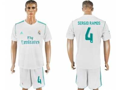 Real Madrid #4 Sergio Ramos White Home Soccer Club Jersey 1