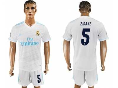 Real Madrid #5 Zidane White Home Soccer Club Jersey 2