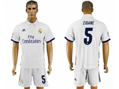 Real Madrid #5 Zidane White Home Soccer Club Jersey 3
