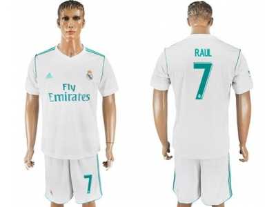 Real Madrid #7 Raul White Home Soccer Club Jersey