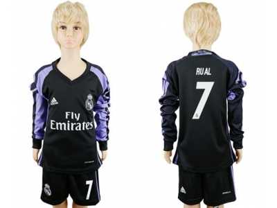 Real Madrid #7 Rual Sec Away Long Sleeves Kid Soccer Club Jersey
