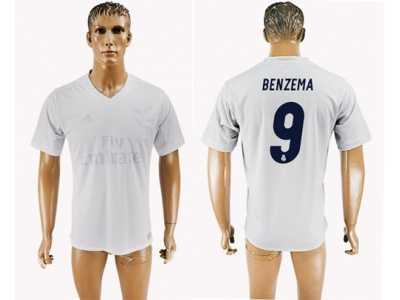 Real Madrid #9 Benzema Marine Environmental Protection Home Soccer Club Jersey 1