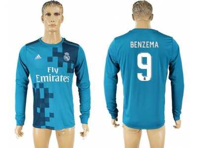 Real Madrid #9 Benzema Sec Away Long Sleeves Soccer Club Jersey
