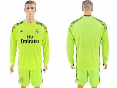 Real Madrid Blank Shiny Green Goalkeeper Long Sleeves Soccer Club Jersey