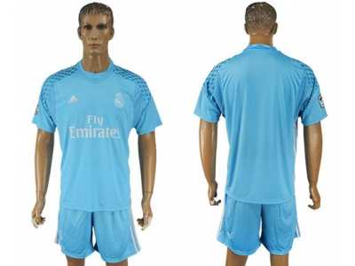 Real Madrid Blank Sky Blue Goalkeeper Soccer Club Jersey 1