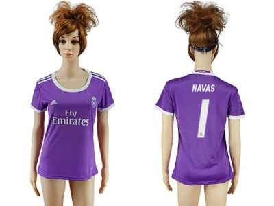 Women's Real Madrid #1 Navas Away Soccer Club Jersey1