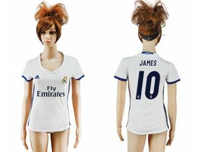 Women's Real Madrid #10 James Home Soccer Club Jersey5