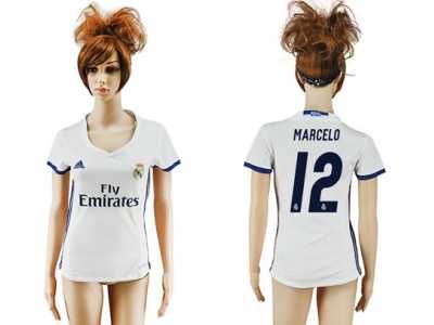 Women's Real Madrid #12 Marcelo Home Soccer Club Jersey5