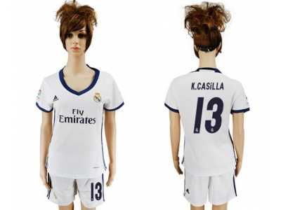 Women's Real Madrid #13 K.Casilla Home Soccer Club Jersey1