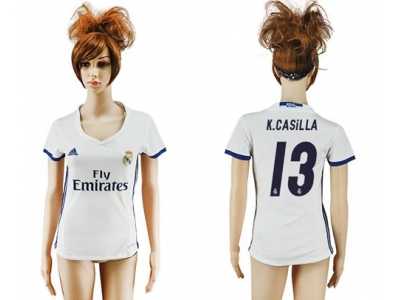 Women's Real Madrid #13 K.Casilla Home Soccer Club Jersey3