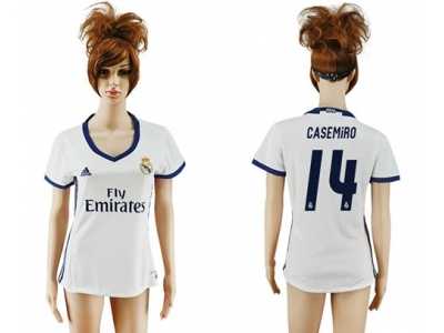 Women's Real Madrid #14 Casemiro Home Soccer Club Jersey3