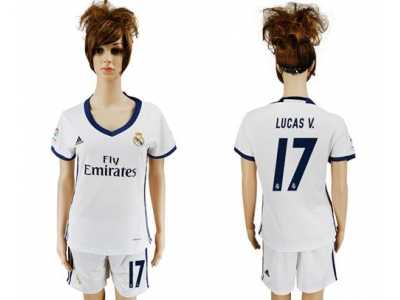 Women's Real Madrid #17 Lucas V. Home Soccer Club Jersey2