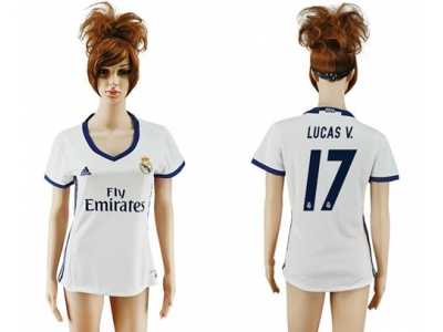 Women's Real Madrid #17 Lucas V. Home Soccer Club Jersey3