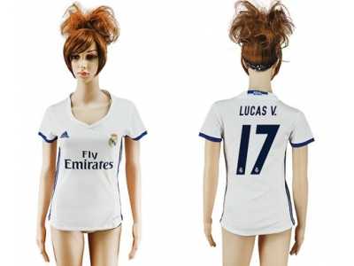 Women's Real Madrid #17 Lucas V. Home Soccer Club Jersey4