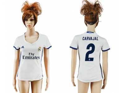 Women's Real Madrid #2 Carvajal Home Soccer Club Jersey4