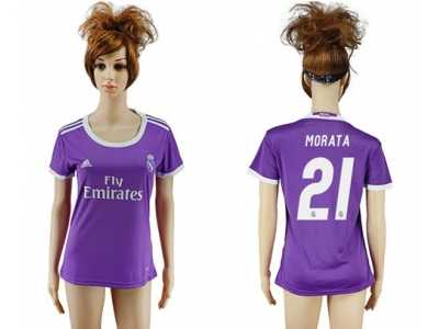 Women's Real Madrid #21 Morata Away Soccer Club Jersey2