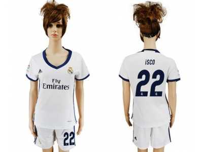 Women's Real Madrid #22 Isco Home Soccer Club Jersey1