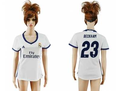 Women's Real Madrid #23 Beckham Home Soccer Club Jersey1