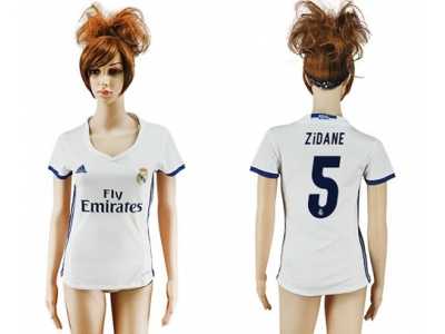 Women's Real Madrid #5 Zidane Home Soccer Club Jersey5