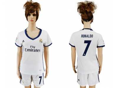 Women's Real Madrid #7 Ronaldo Home Soccer Club Jersey3