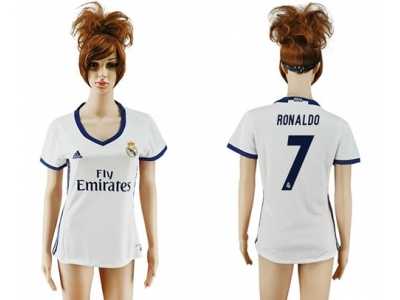 Women's Real Madrid #7 Ronaldo Home Soccer Club Jersey4