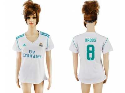 Women's Real Madrid #8 Kroos Home Soccer Club Jersey1