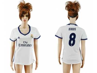 Women's Real Madrid #8 Kroos Home Soccer Club Jersey3