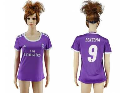 Women's Real Madrid #9 Benzema Away Soccer Club Jersey2