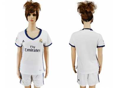 Women's Real Madrid Blank Home Soccer Club Jersey4