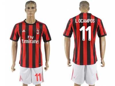 AC Milan #11 L.OCAMPOS Home Soccer Club Jersey