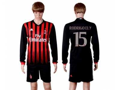 AC Milan #15 Rodrigo Ely Home Long Sleeves Soccer Club Jersey