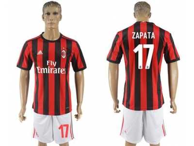 AC Milan #17 Zapata Home Soccer Club Jersey