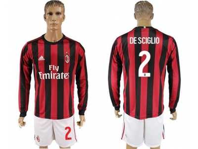 AC Milan #2 De Sciglio Home Long Sleeves Soccer Club Jersey