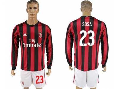 AC Milan #23 Sosa Home Long Sleeves Soccer Club Jersey