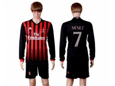 AC Milan #7 Menez Home Long Sleeves Soccer Club Jersey
