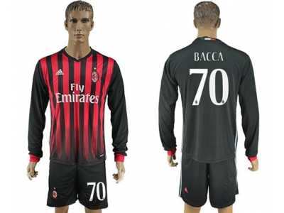 AC Milan #70 Bacca Home Long Sleeves Soccer Club Jersey2