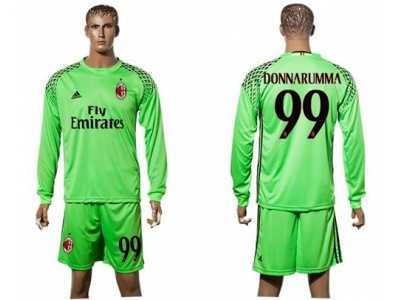 AC Milan #99 Donnarumma Green Goalkeeper Long Sleeves Soccer Club Jersey1