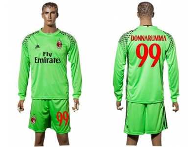 AC Milan #99 Donnarumma Green Goalkeeper Long Sleeves Soccer Club Jersey2