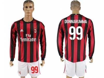 AC Milan #99 Donnarumma Home Long Sleeves Soccer Club Jersey