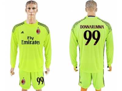 AC Milan #99 Donnarumma Shiny Green Goalkeeper Long Sleeves Soccer Club Jersey1