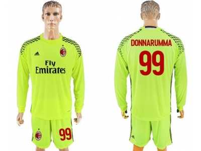 AC Milan #99 Donnarumma Shiny Green Goalkeeper Long Sleeves Soccer Club Jersey