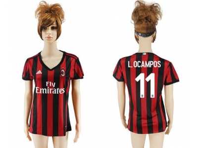 Women's AC Milan #11 L.Ocampos Home Soccer Club Jersey